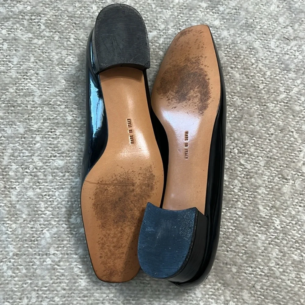 Vintage Salvatore Ferragamo Black Patent Leather Loafers Made in‎ Italy 6.5 AA